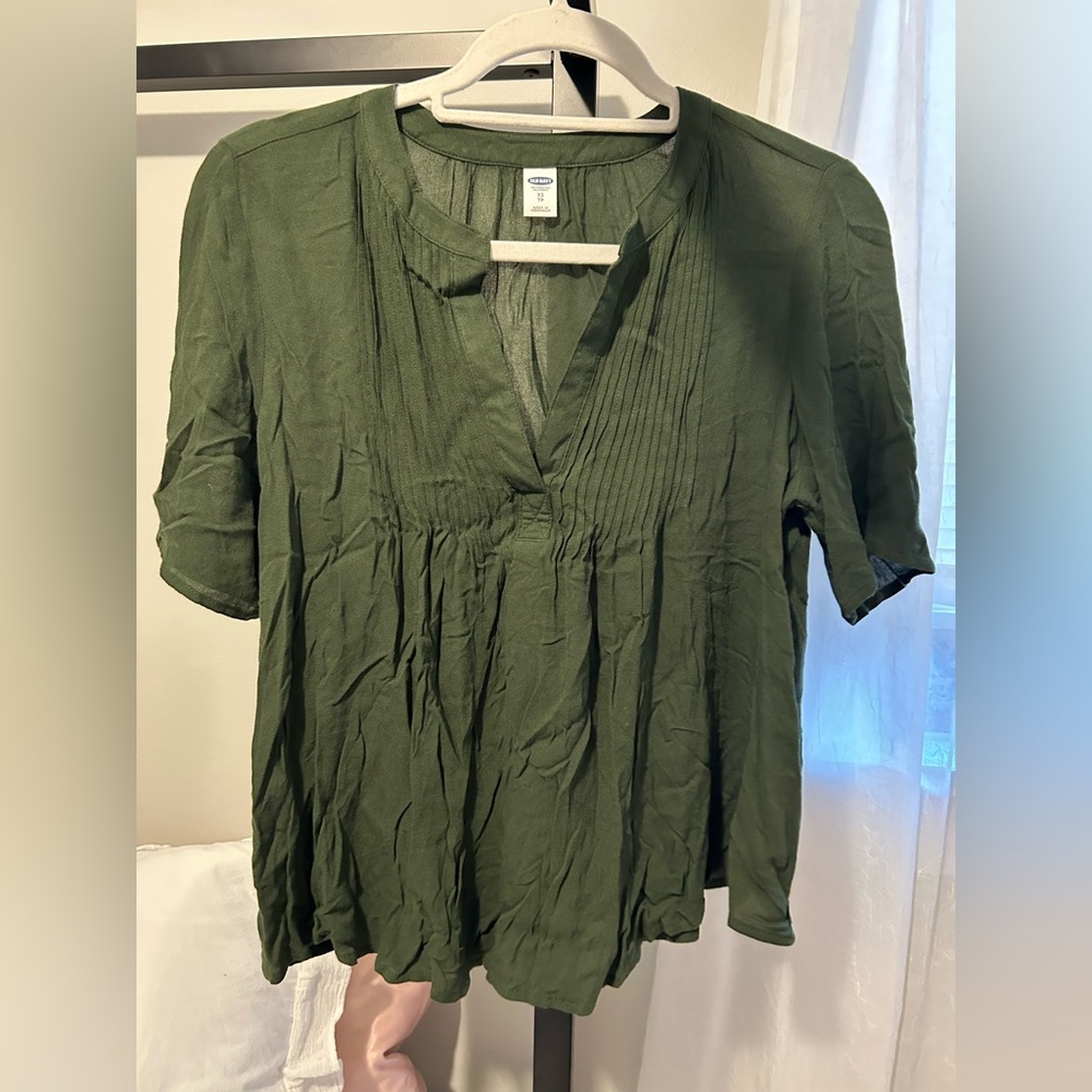 Green v neck blouse